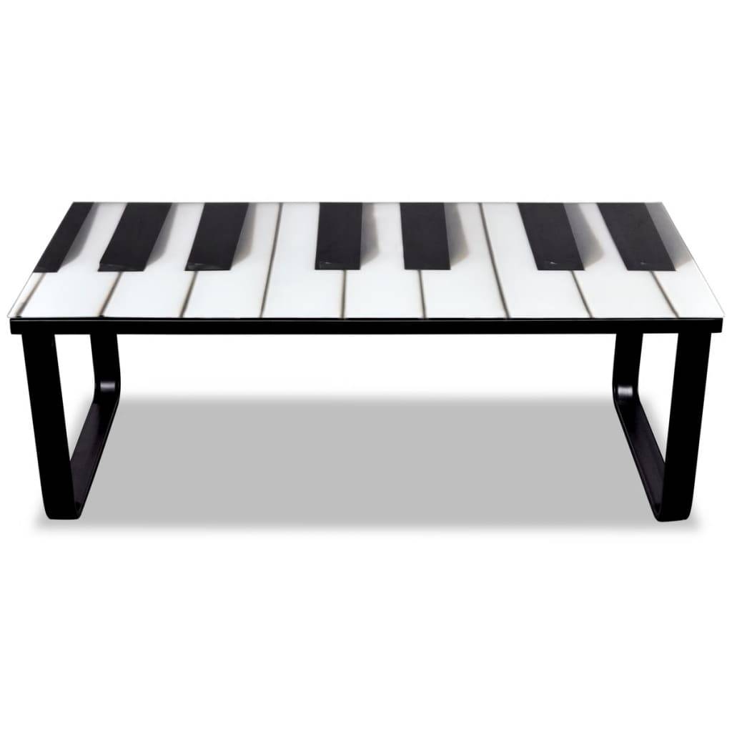 vidaXL Couchtisch mit Klavier-Motiv Glasplatte