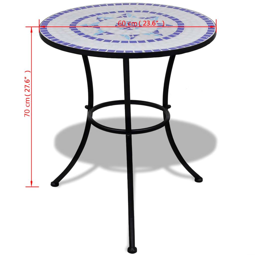 vidaXL Bistrotisch Blau und Weiß 60 cm Mosaik