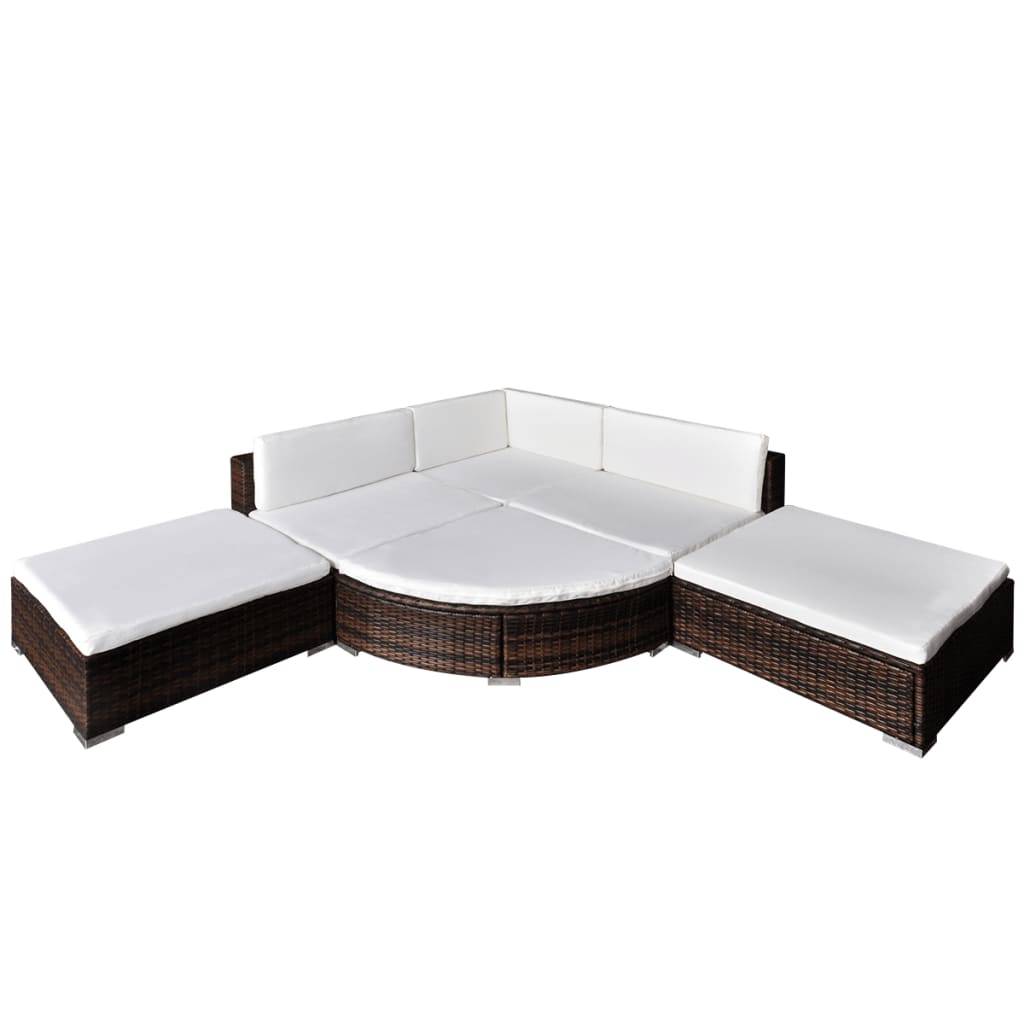 vidaXL 6-tlg. Garten-Lounge-Set mit Auflagen Poly Rattan Braun