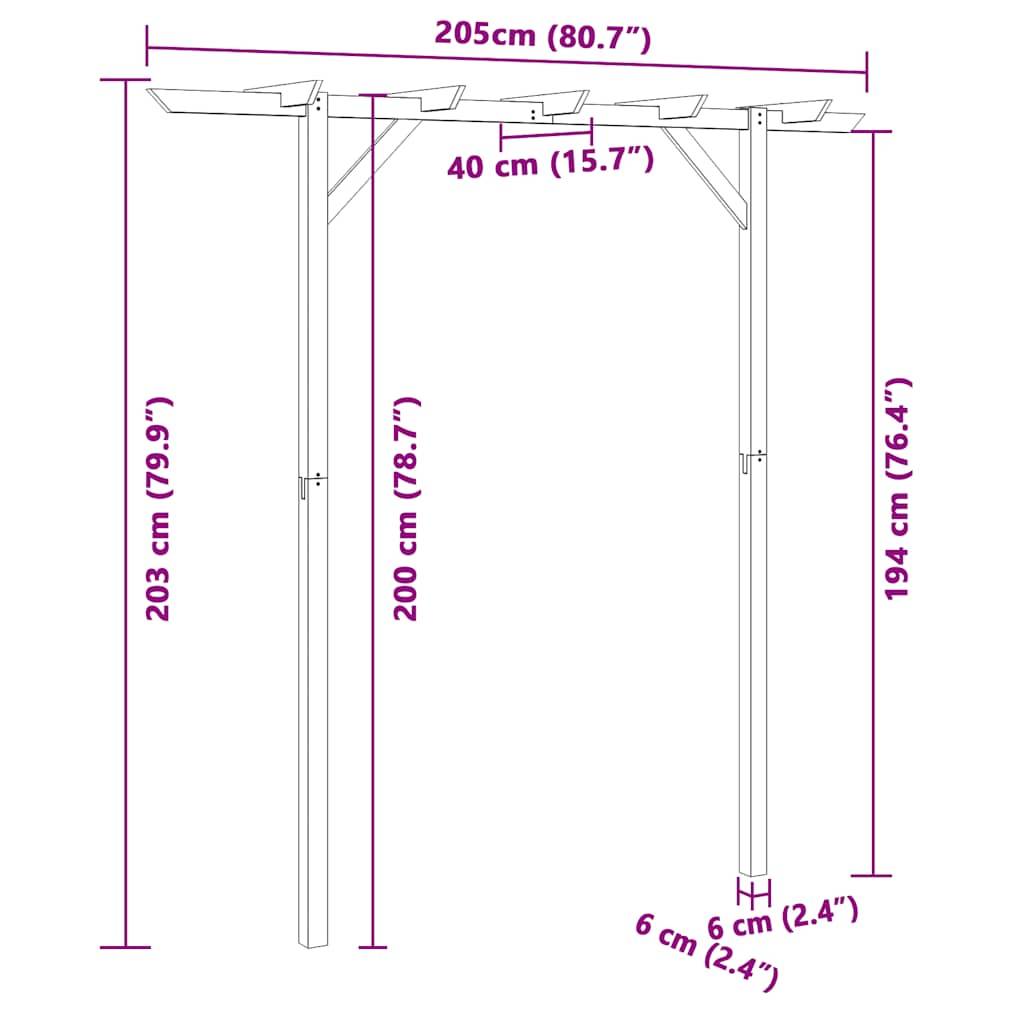 vidaXL Gartenpergola 205x40x203 cm Holz