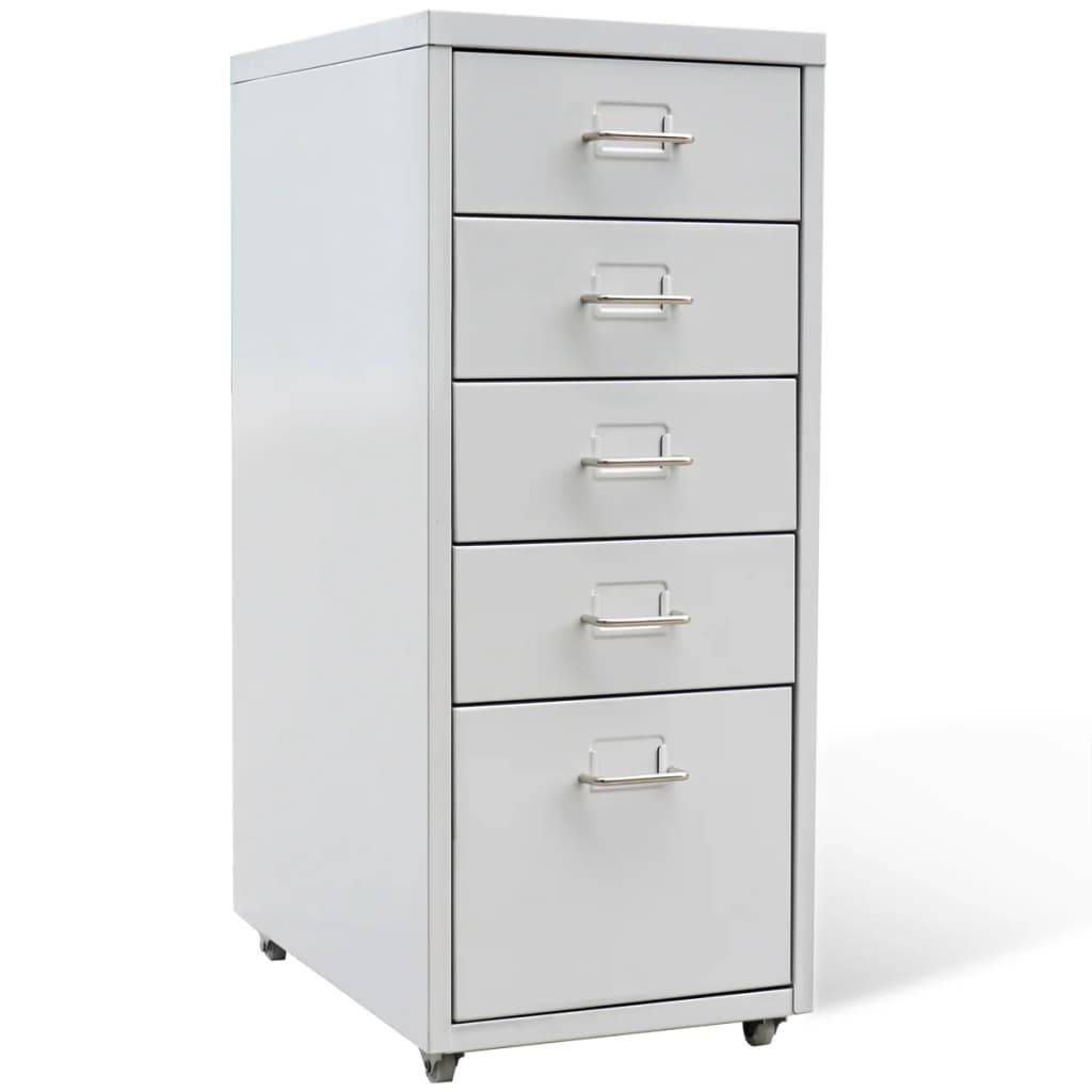 vidaXL Registerschrank mit 5 Schubladen Grau 68,5 cm Stahl