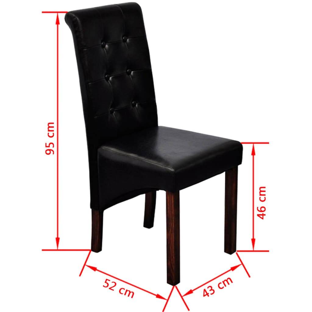 vidaXL Esszimmerstühle 2 Stk. Schwarz Kunstleder