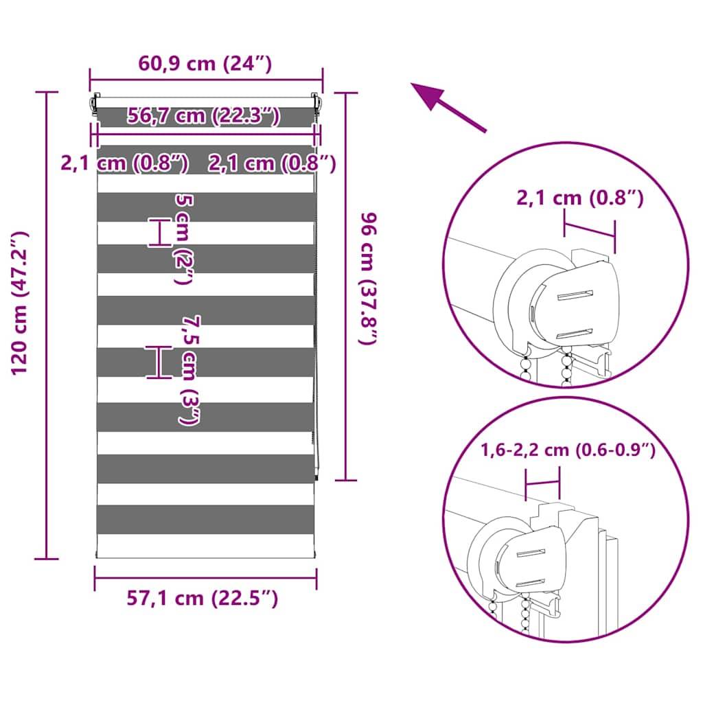 Doppelrollo 60 x 120 cm braun
