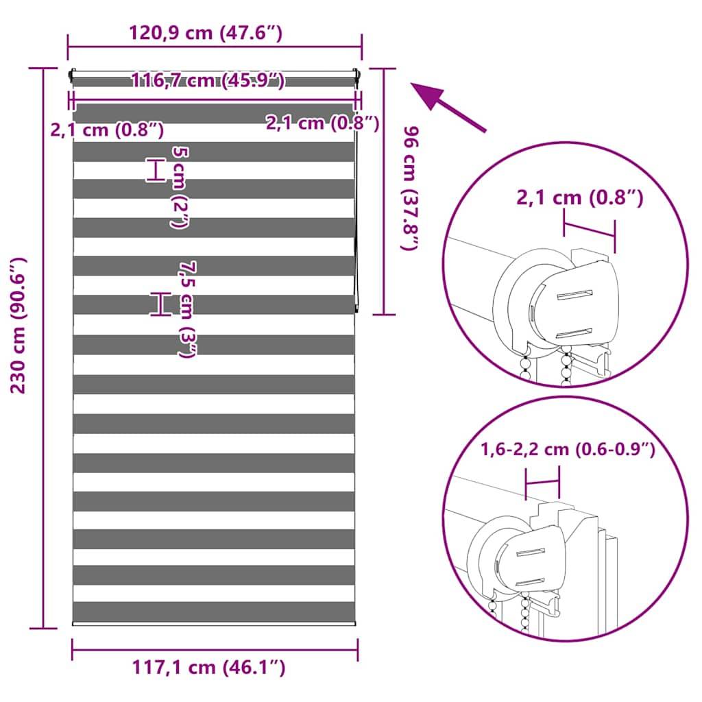 Doppelrollo 120 x 230 cm schewarz
