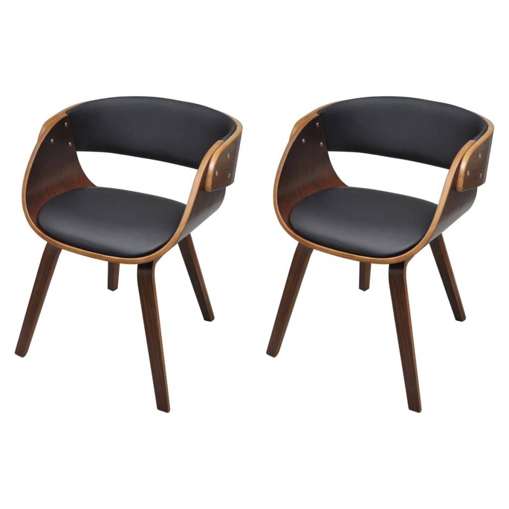 vidaXL Esszimmerstühle 2 Stk. Braun Bugholz und Kunstleder