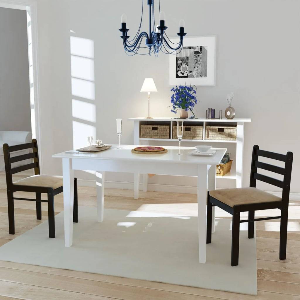 vidaXL Esszimmerstühle 2 Stk. Braun Gummibaum Massivholz und Samt