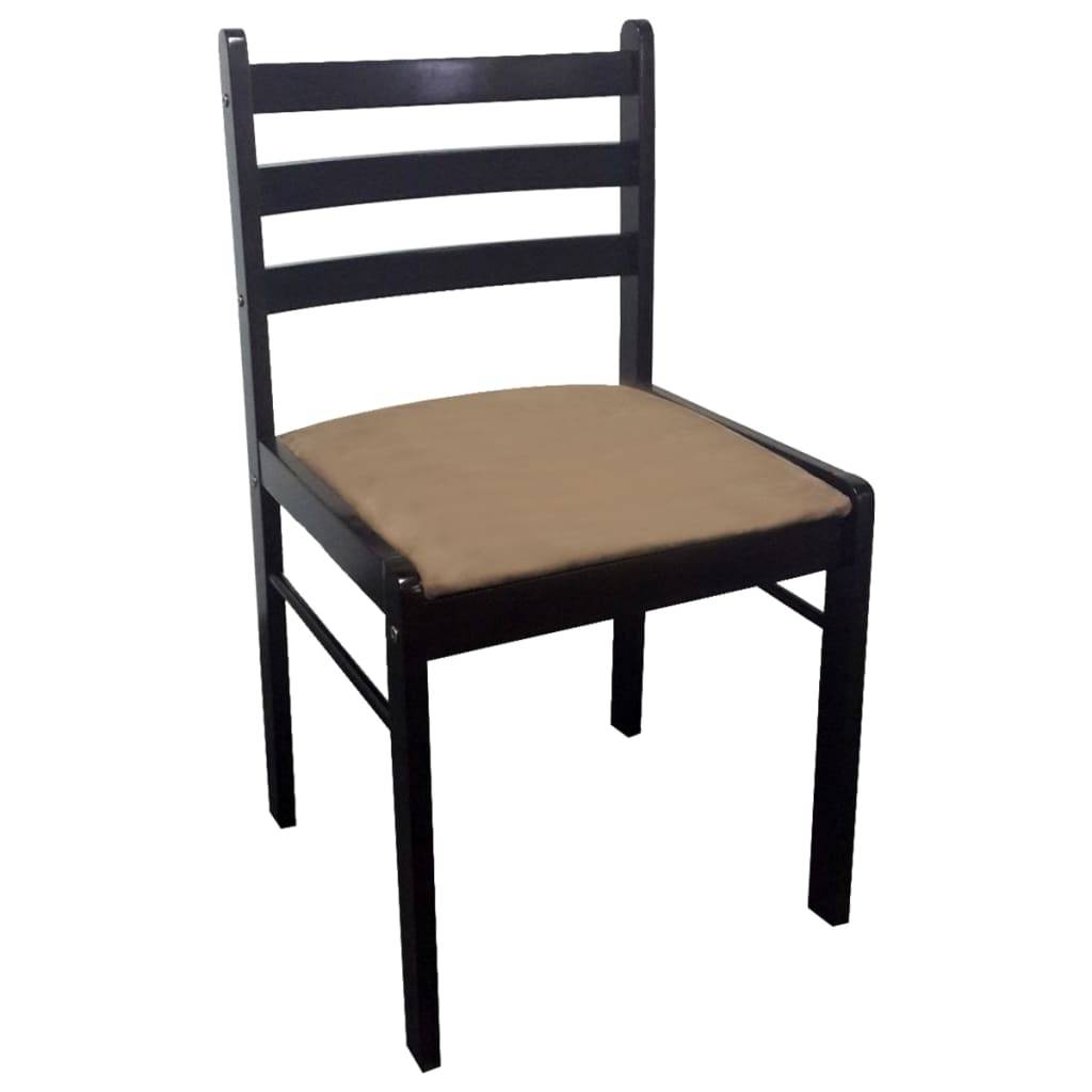vidaXL Esszimmerstühle 2 Stk. Braun Gummibaum Massivholz und Samt