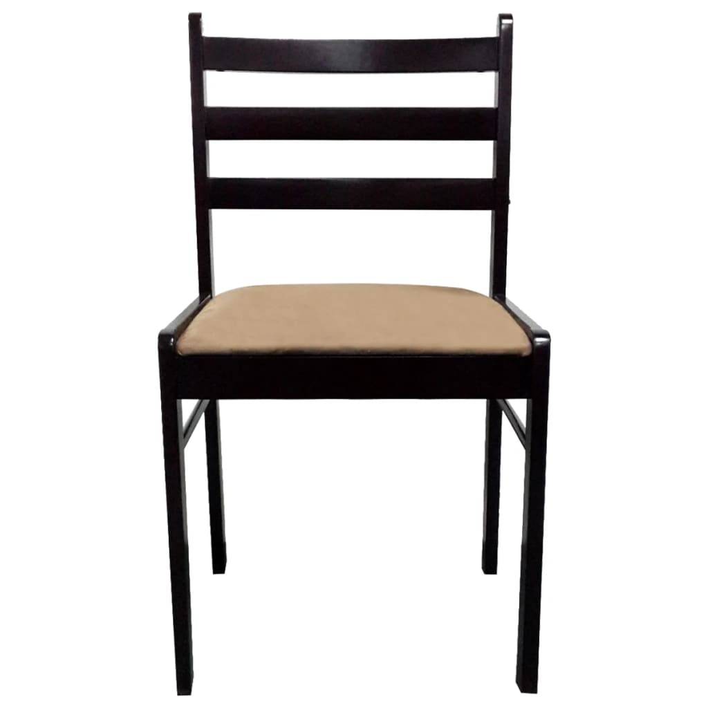 vidaXL Esszimmerstühle 2 Stk. Braun Gummibaum Massivholz und Samt