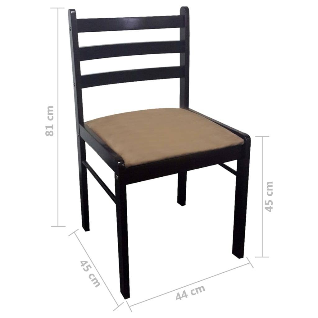 vidaXL Esszimmerstühle 2 Stk. Braun Gummibaum Massivholz und Samt