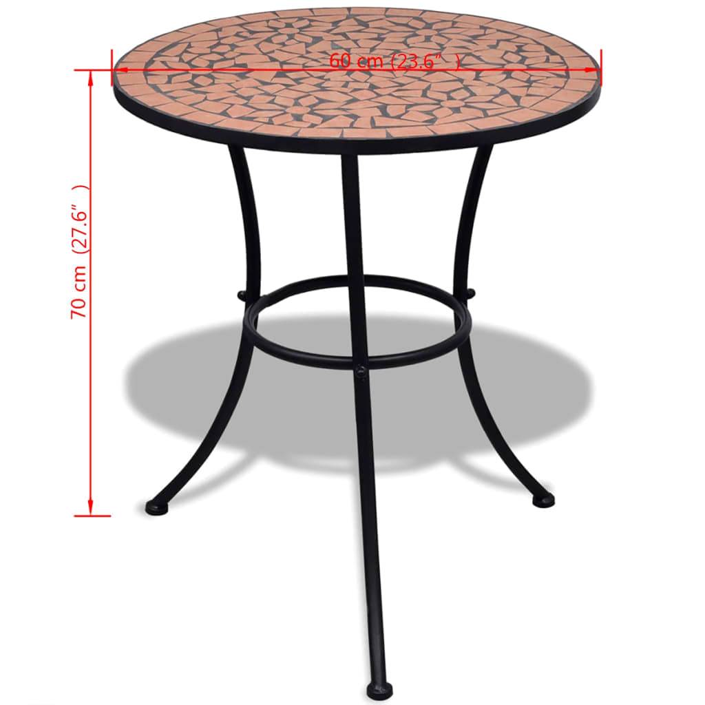 vidaXL Bistrotisch Terrakotta-Rot 60 cm Mosaik