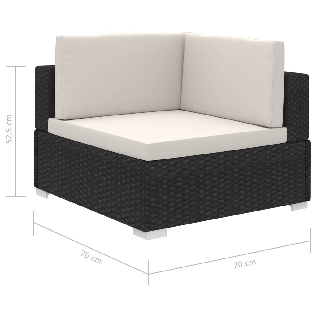 vidaXL 12-tlg. Garten-Lounge-Set mit Auflagen Poly Rattan Schwarz