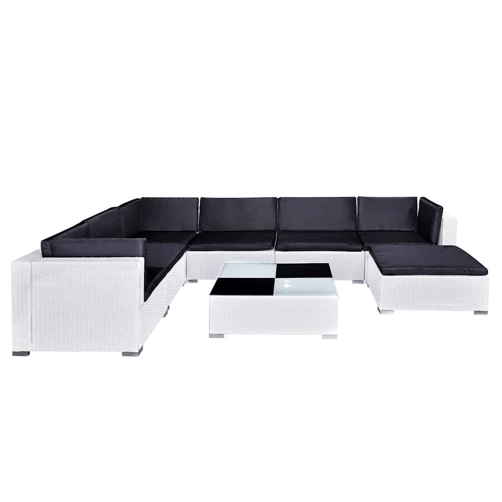 vidaXL 8-tlg. Garten-Lounge-Set mit Auflagen Poly Rattan Weiß