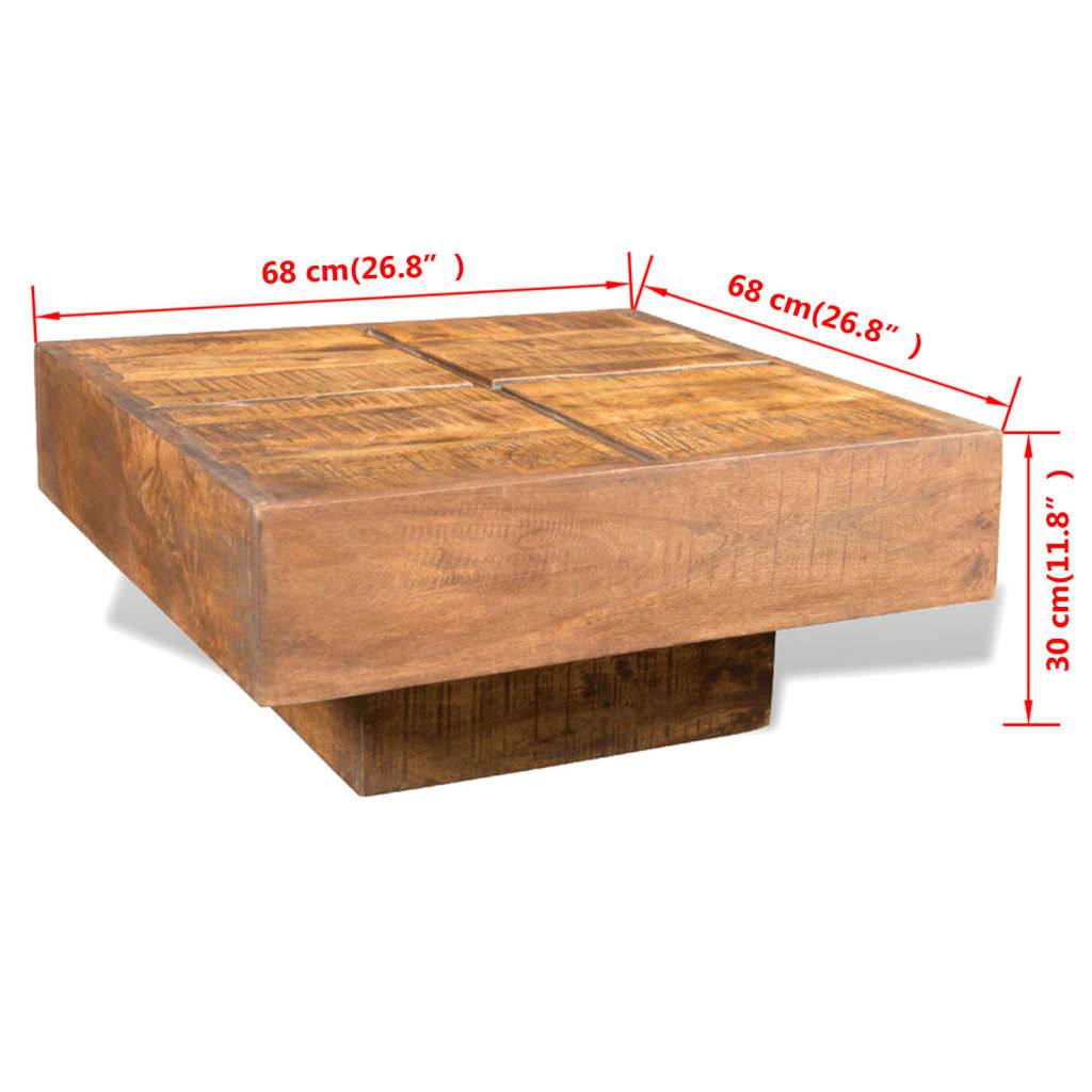 vidaXL Couchtisch Braun Quadratisch Massivholz Mango