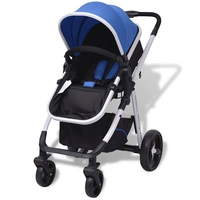 vidaXL 3-in-1 Kinderwagen Aluminium Blau und Schwarz vidaXL 3-in-1 Kinderwagen Aluminium Blau und Schwarz