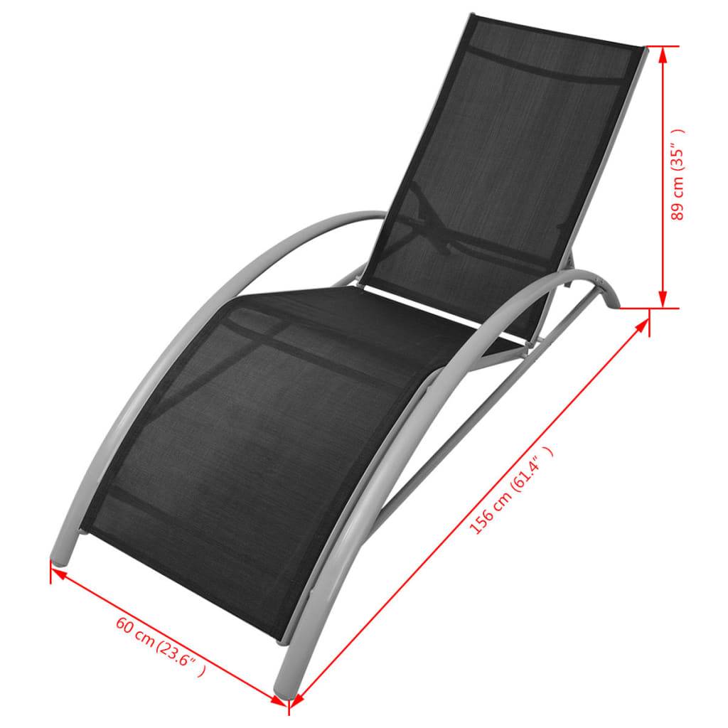vidaXL Sonnenliegen mit Schirm Aluminium Schwarz