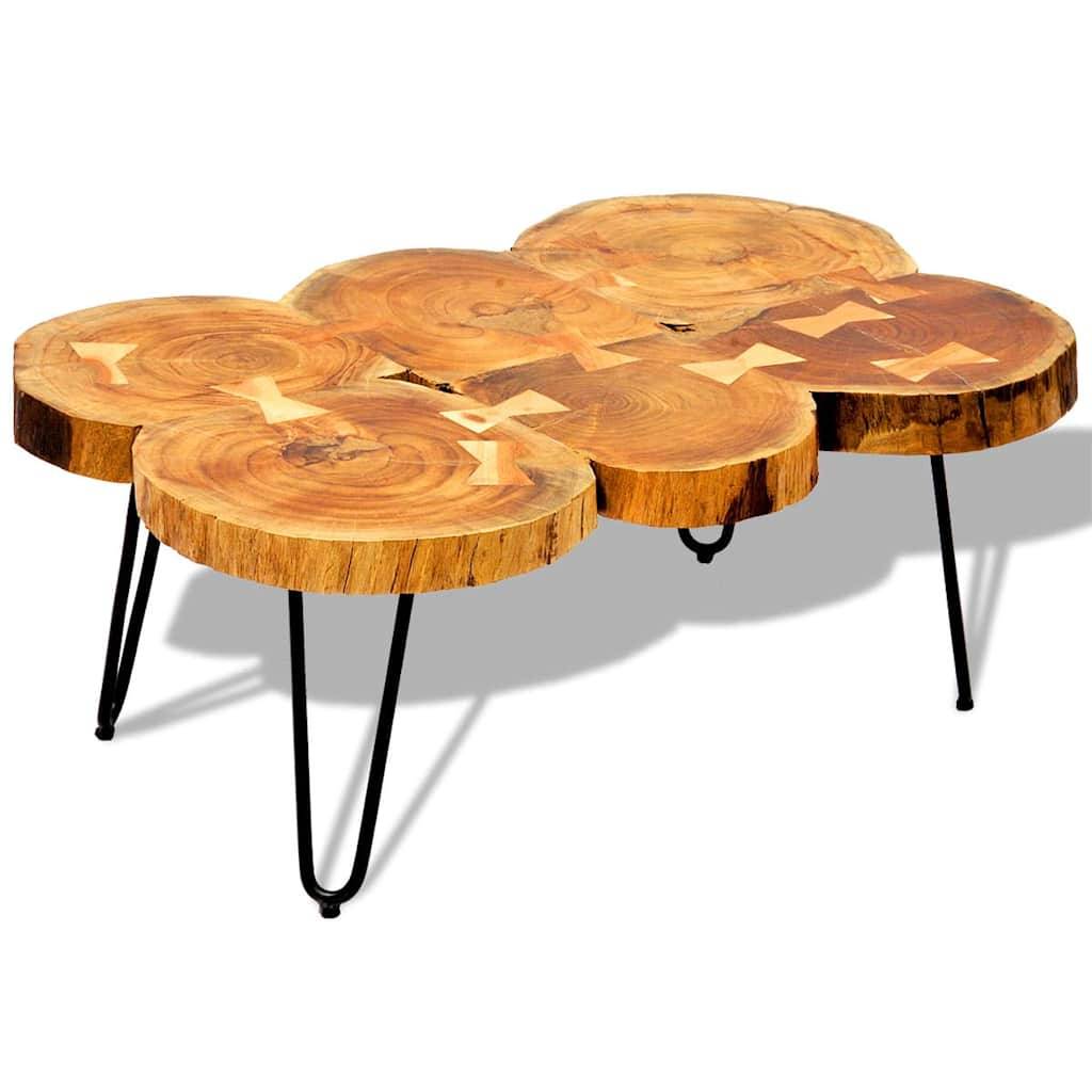 vidaXL Couchtisch 35 cm 6 Baumscheiben Massivholz Akazie