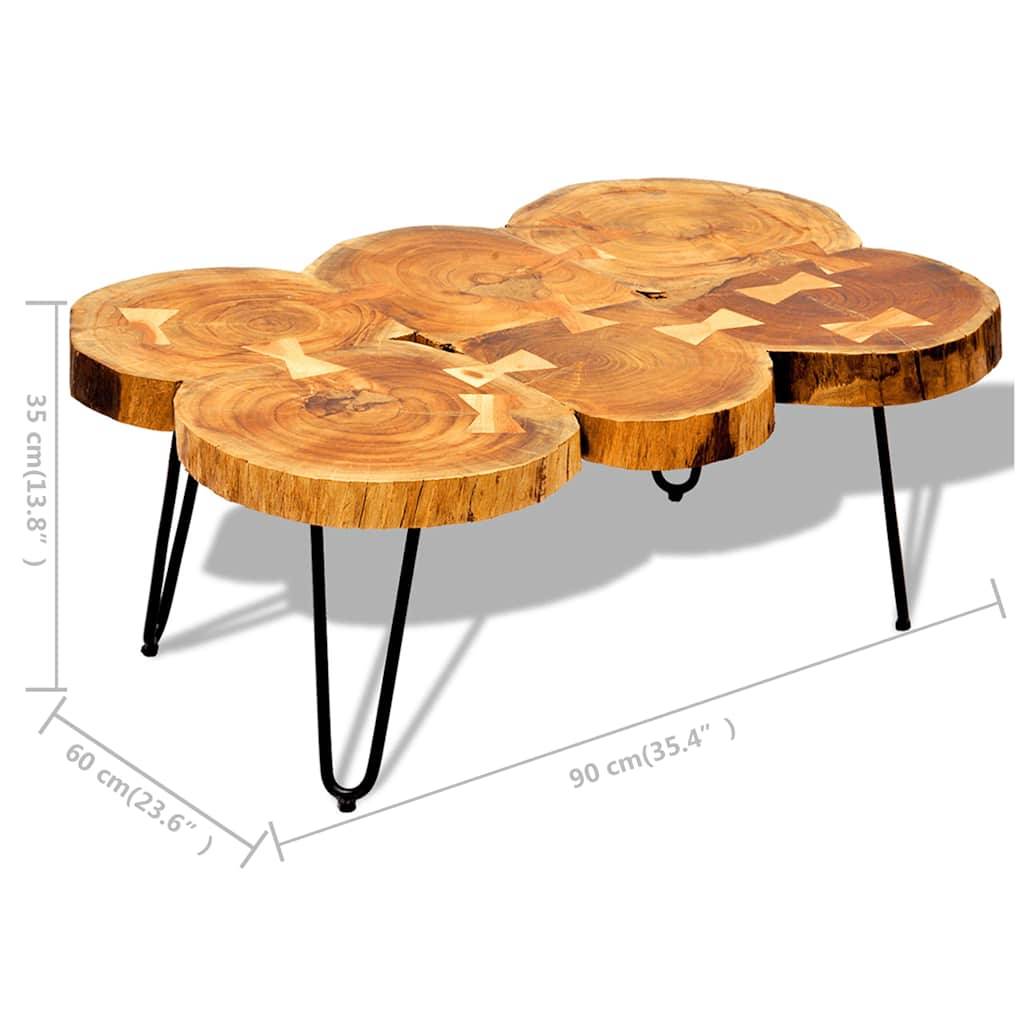 vidaXL Couchtisch 35 cm 6 Baumscheiben Massivholz Akazie