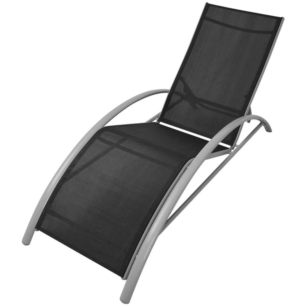 vidaXL Sonnenliegen mit Schirm Aluminium Schwarz