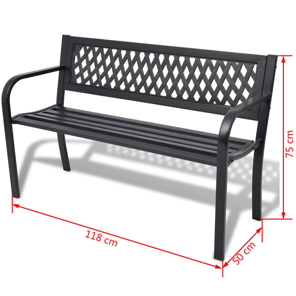 vidaXL Gartenbank 118 cm Stahl Schwarz