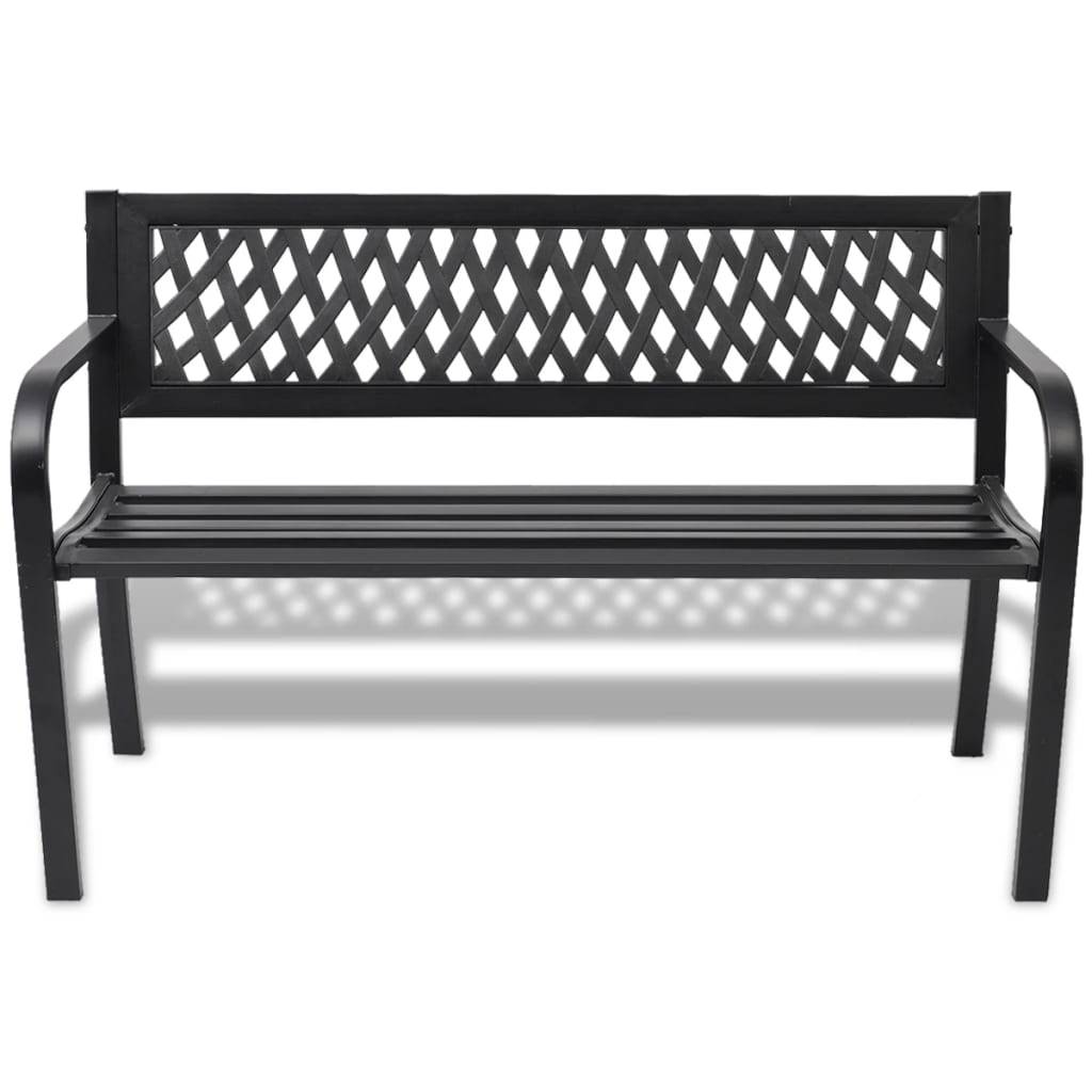 vidaXL Gartenbank 118 cm Stahl Schwarz