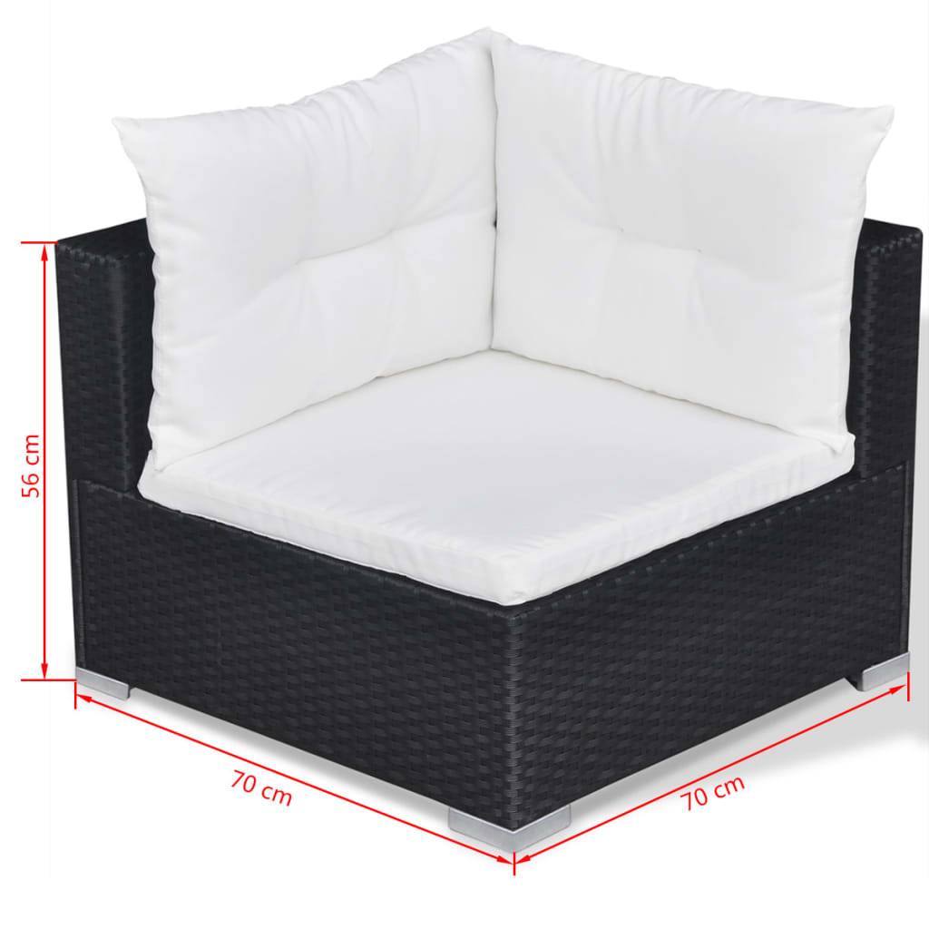vidaXL 10-tlg. Garten-Lounge-Set mit Auflagen Poly Rattan Schwarz
