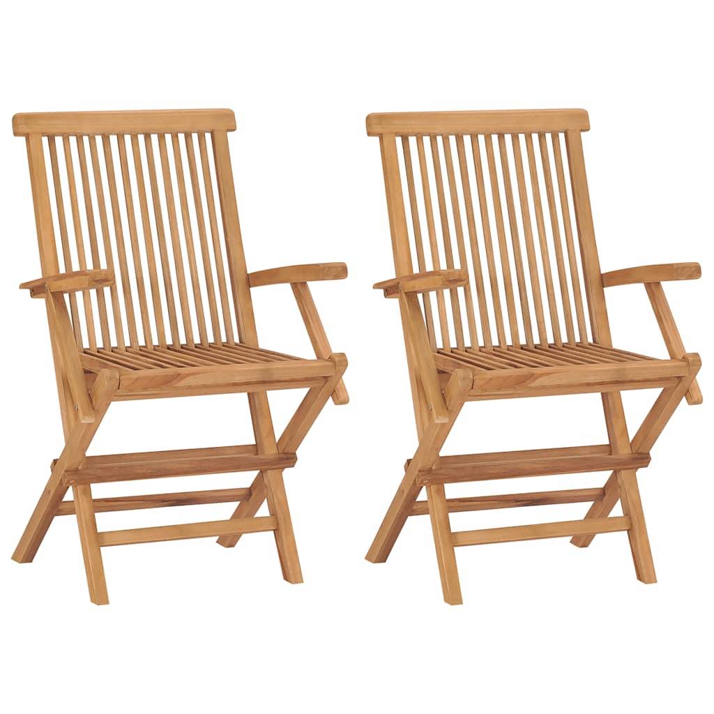 vidaXL Gartenstühle 2 Stk. Klappbar Massivholz Teak