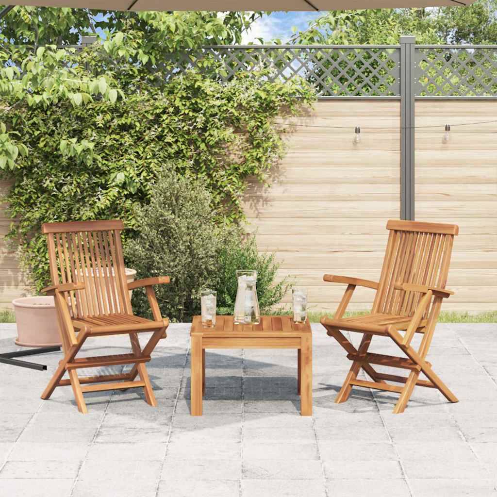 vidaXL Gartenstühle 2 Stk. Klappbar Massivholz Teak