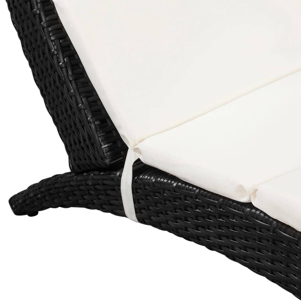 vidaXL Klappbare Sonnenliege mit Auflage Poly Rattan Schwarz