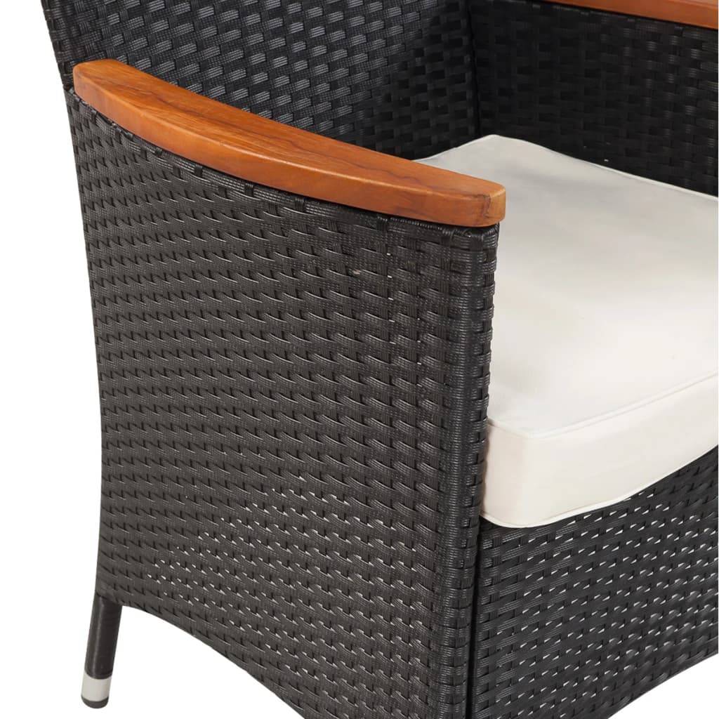 vidaXL 5-tlg. Garten-Essgruppe mit Auflagen Poly Rattan Schwarz