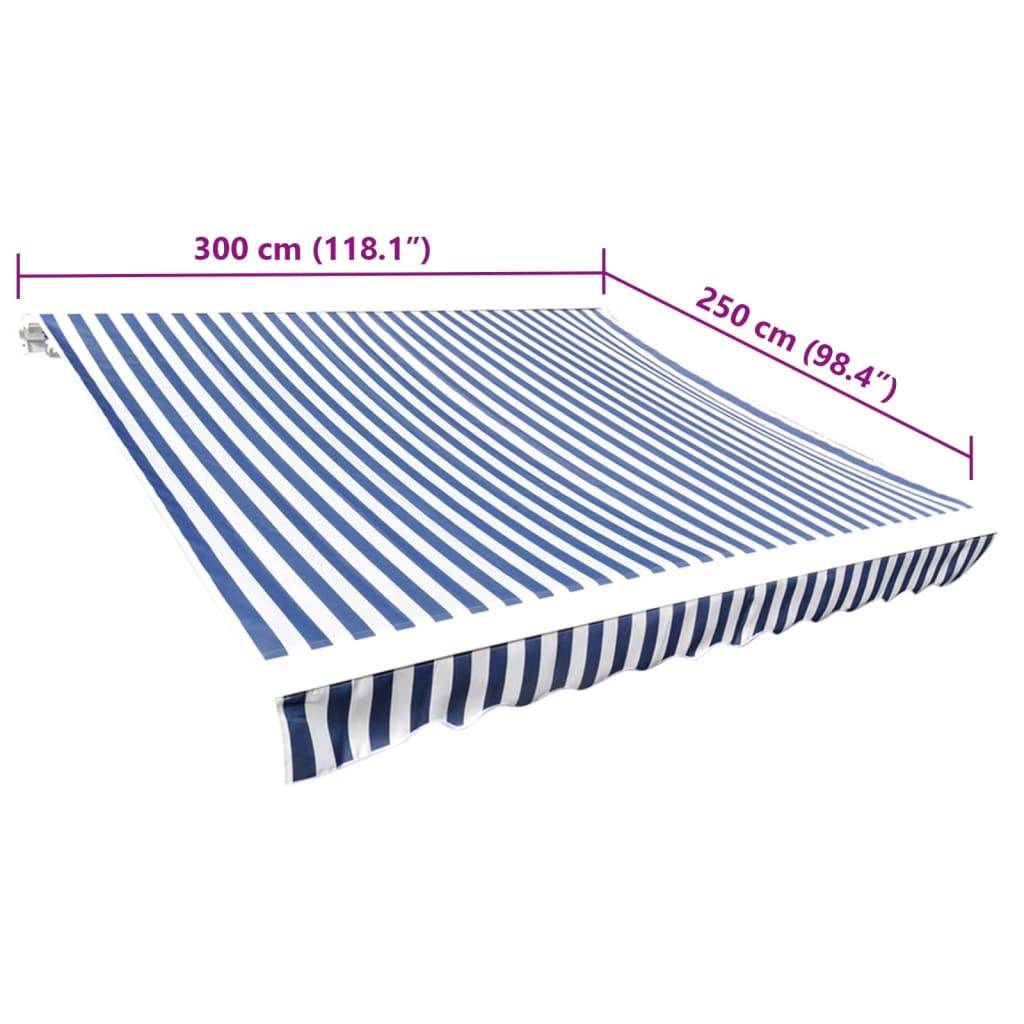 vidaXL Markisenbespannung Canvas Blau & Weiß 3 x 2,5 m (ohne Rahmen)
