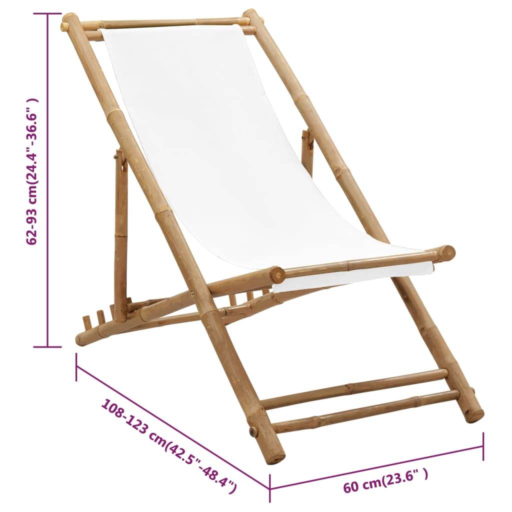 vidaXL Liegestuhl Bambus und Canvas