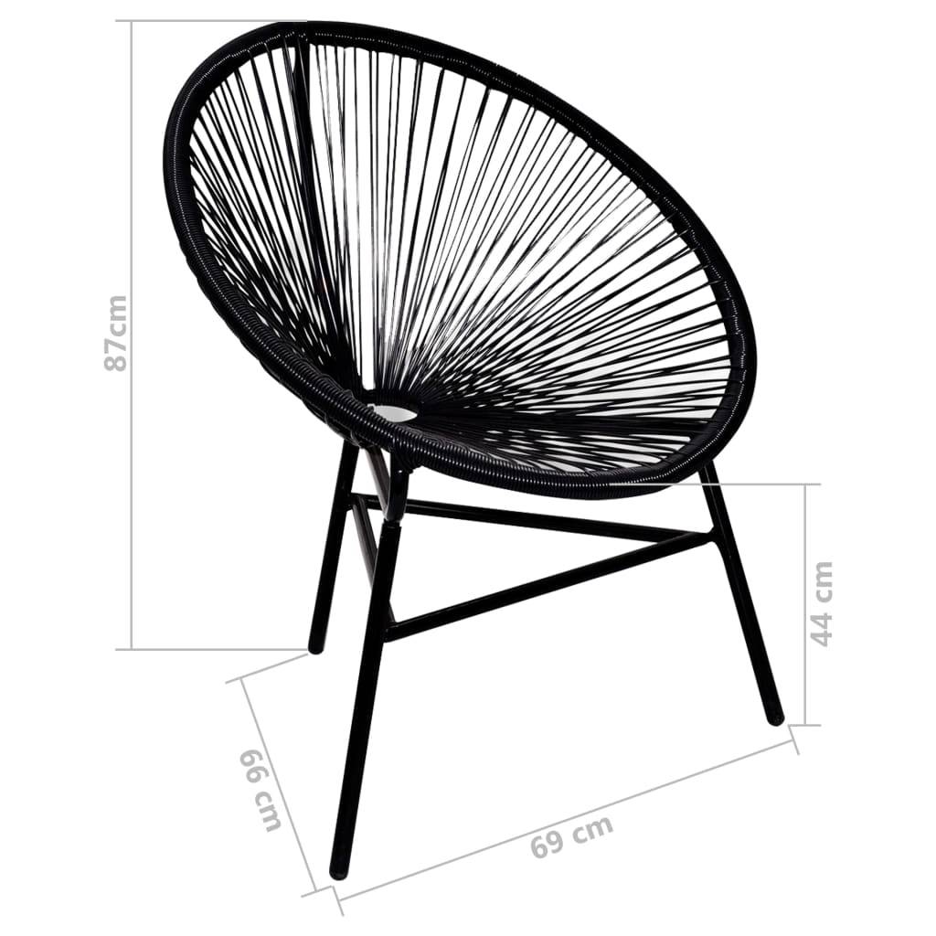 vidaXL Garten-Mondstuhl Poly Rattan Schwarz