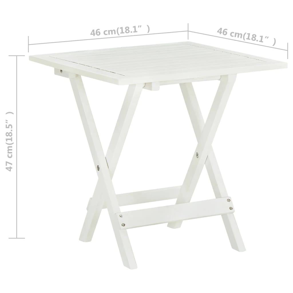 vidaXL Bistrotisch Weiß 46x46x47 cm Massivholz Akazie