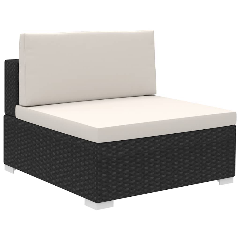 vidaXL 8-tlg. Garten-Lounge-Set mit Auflagen Poly Rattan Schwarz