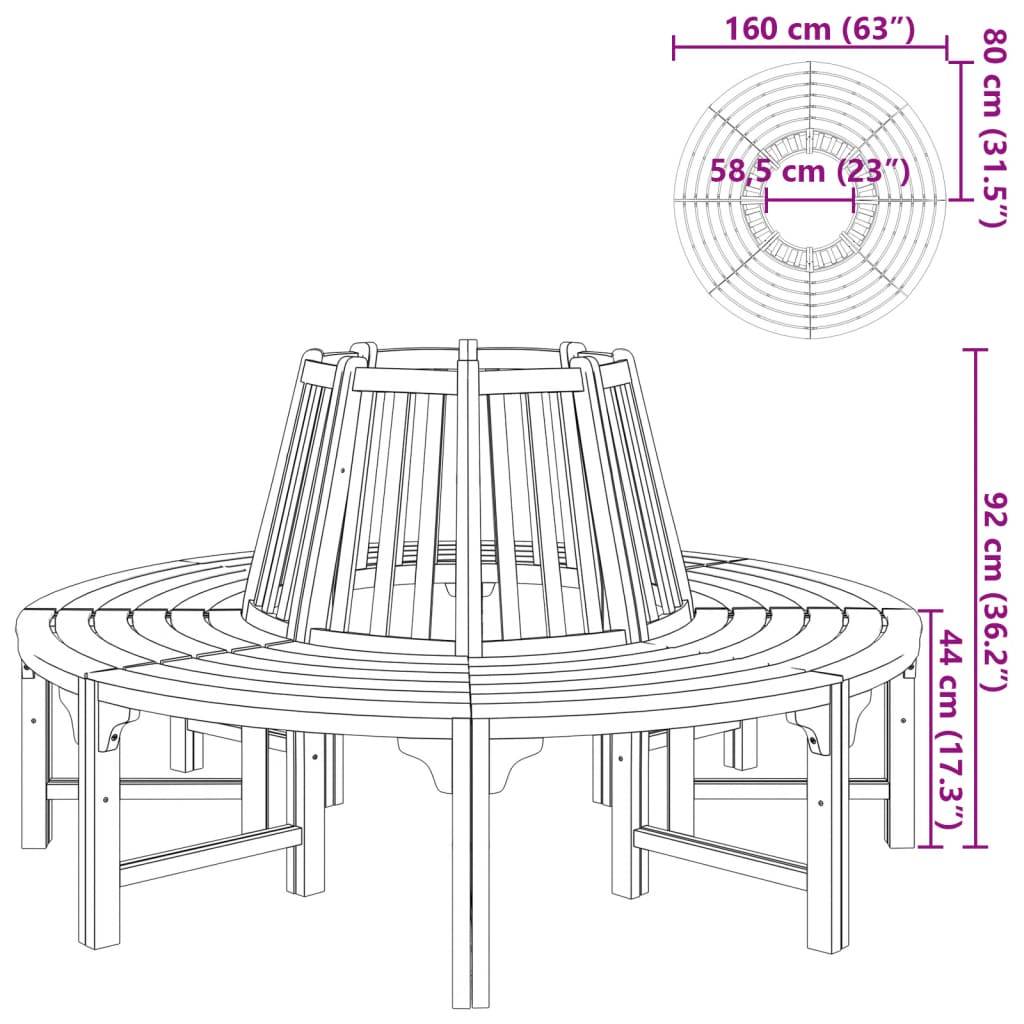 vidaXL Baumbank Ø 160 cm Holz