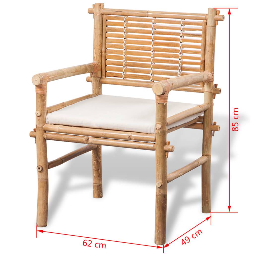 vidaXL 3-tlg. Bistro-Set mit Auflagen Bambus