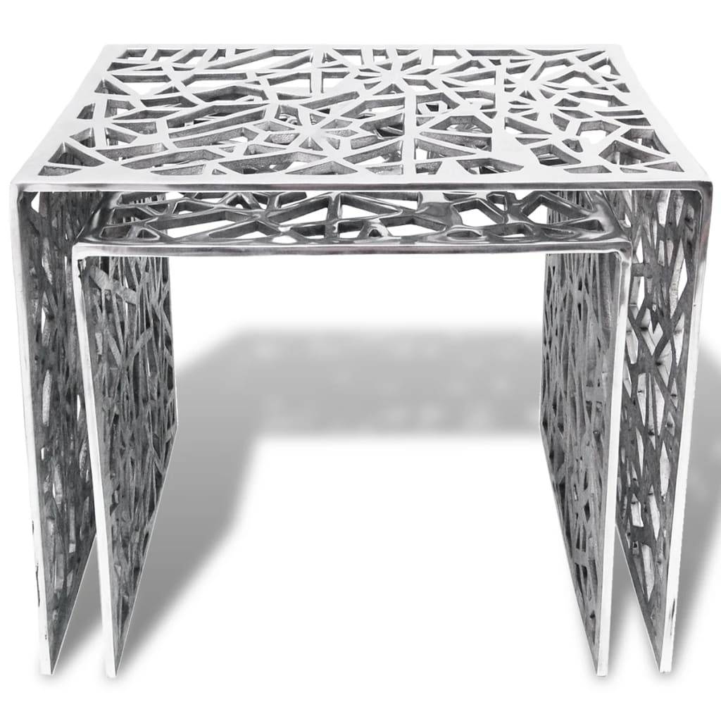 vidaXL Beistelltische 2 Stk. Quadratisch Silbern Aluminium