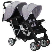 vidaXL Tandem-Kinderwagen Stahl Grau und Schwarz vidaXL Tandem-Kinderwagen Stahl Grau und Schwarz