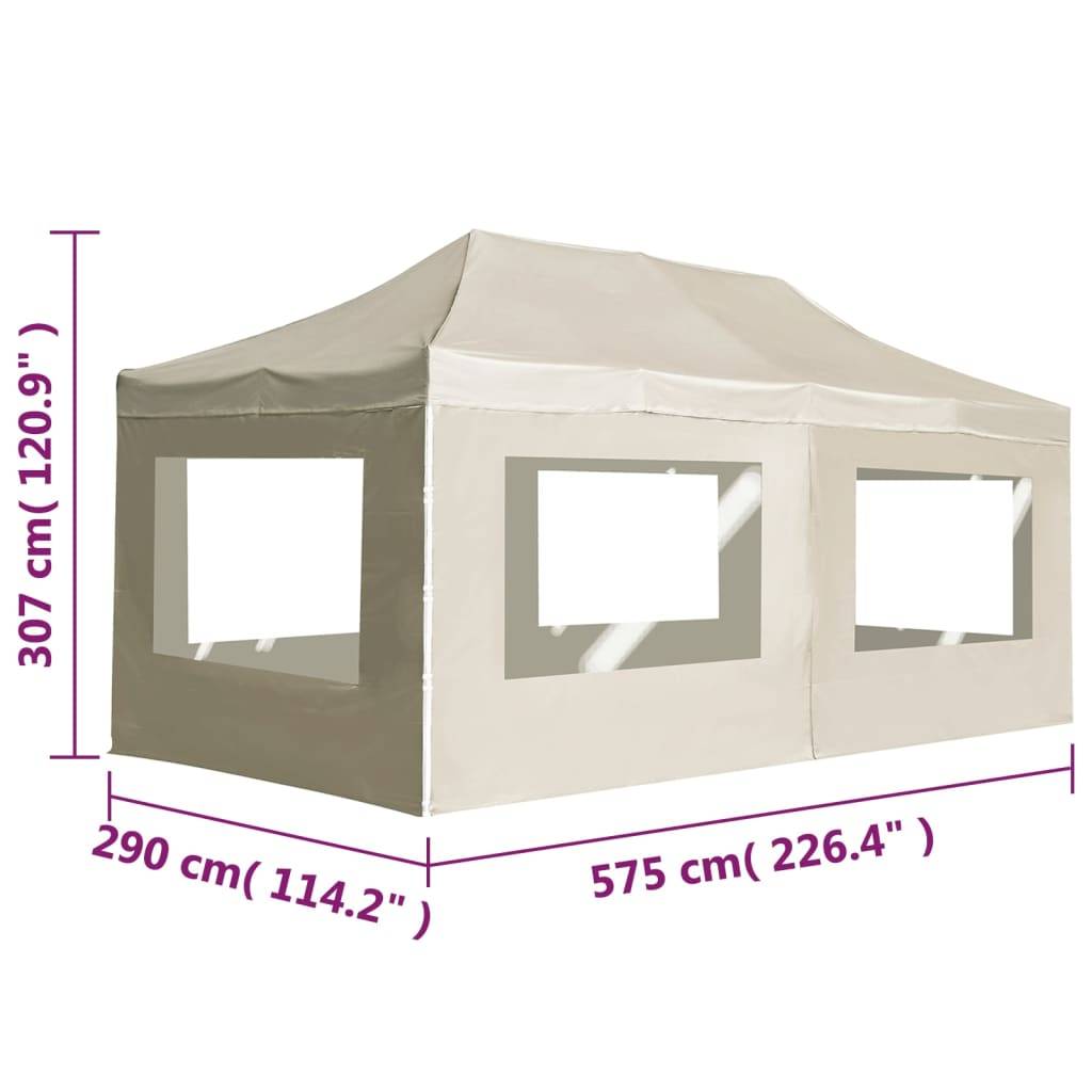 vidaXL Profi-Partyzelt Faltbar mit Wänden Aluminium 6×3m Creme