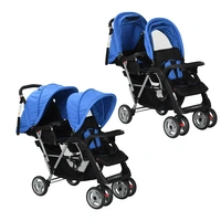 vidaXL Tandem-Kinderwagen Stahl Blau und Schwarz vidaXL Tandem-Kinderwagen Stahl Blau und Schwarz