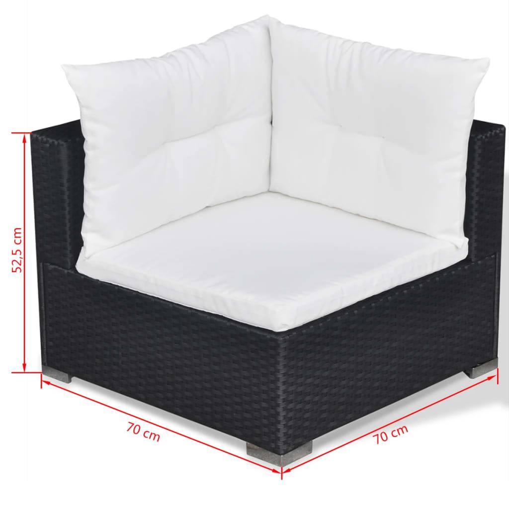vidaXL 10-tlg. Garten-Lounge-Set mit Auflagen Poly Rattan Schwarz