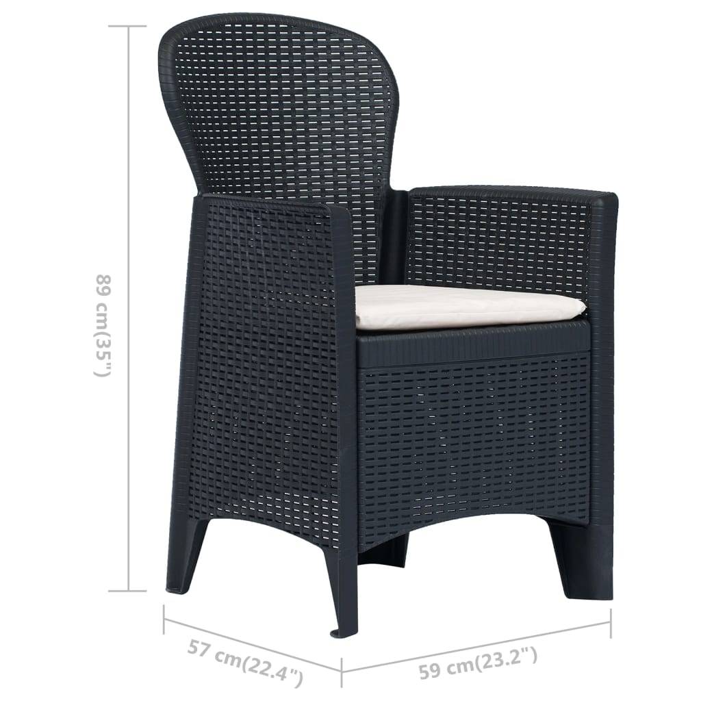 vidaXL Gartenstühle 2 Stk. mit Kissen Anthrazit Kunststoff Rattan-Optik
