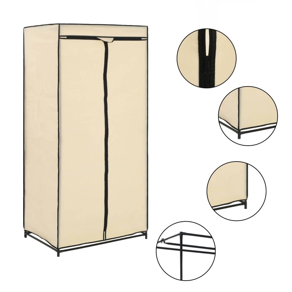 vidaXL Kleiderschrank Creme 75×50×160 cm