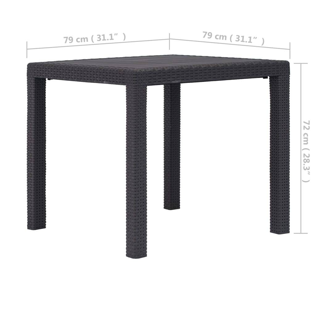 vidaXL Gartentisch Braun 79x79x72 cm Kunststoff Rattan-Optik