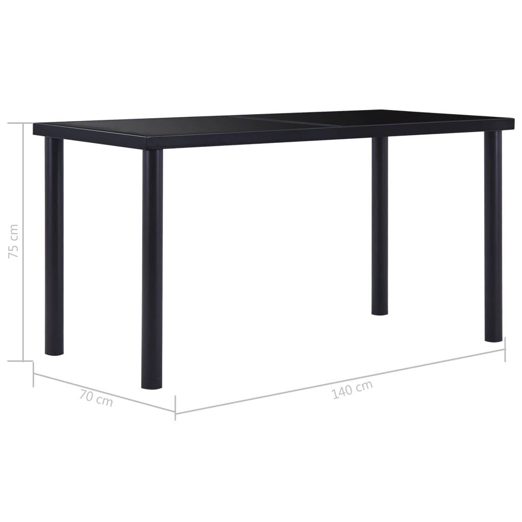 vidaXL Esstisch Schwarz 140 x 70 x 75 cm Hartglas