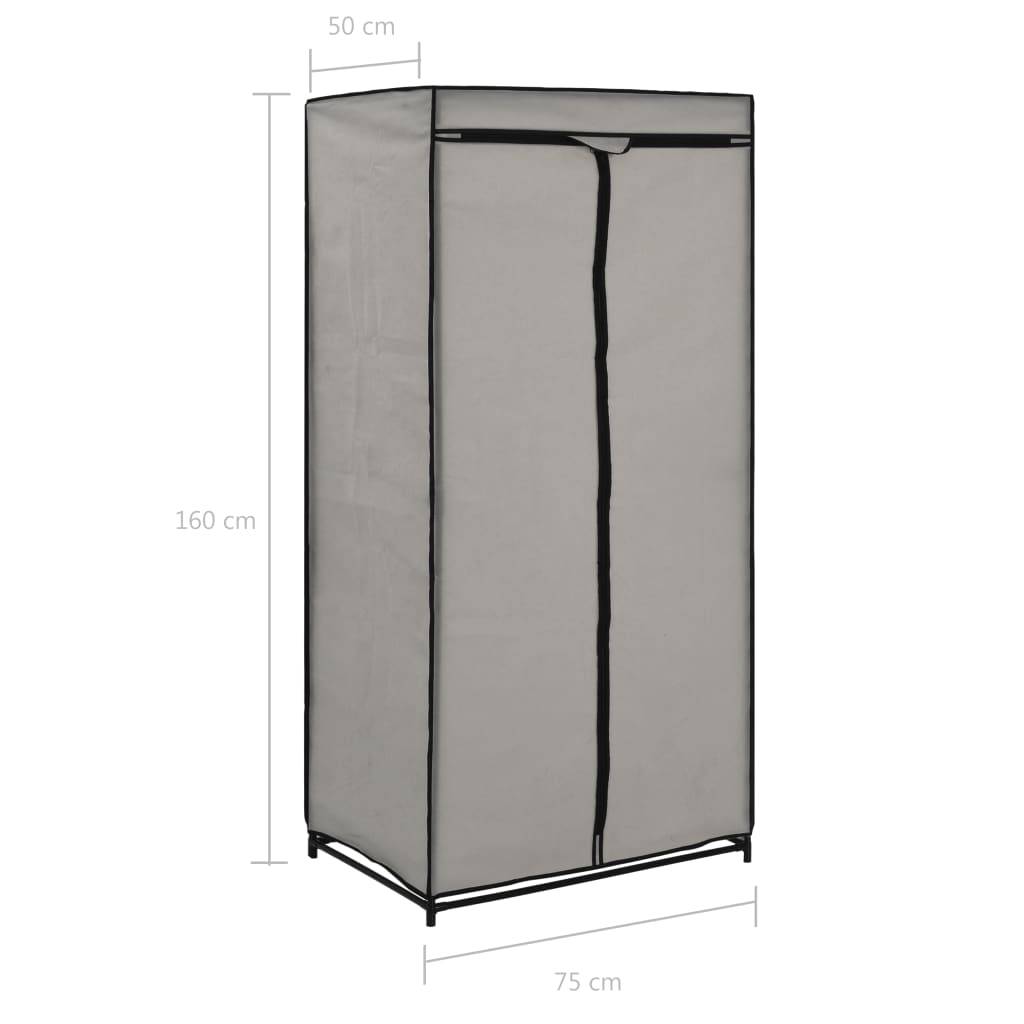 vidaXL Kleiderschrank Grau 75×50×160 cm