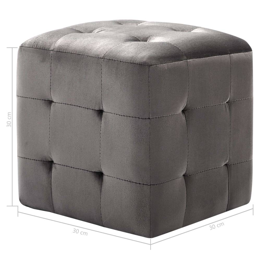 vidaXL Nachttische 2 Stk. Grau 30×30×30 cm Samtstoff