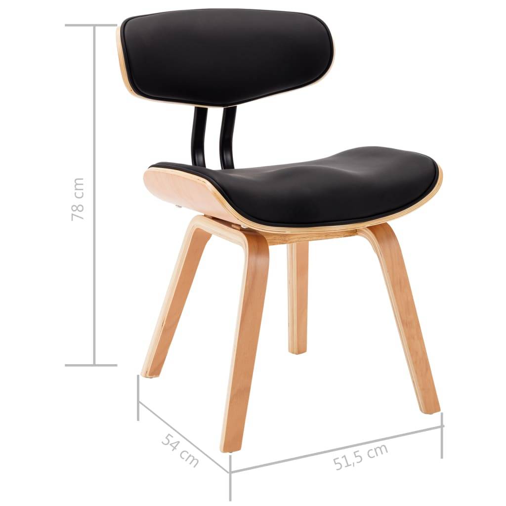 vidaXL Esszimmerstühle 2 Stk. Schwarz Bugholz und Kunstleder