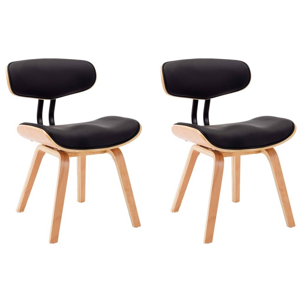 vidaXL Esszimmerstühle 2 Stk. Schwarz Bugholz und Kunstleder