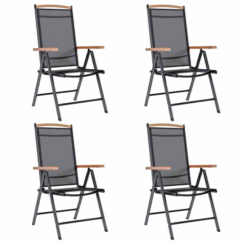 vidaXL Gartenstühle Klappbar 4 Stk. Aluminium und Textilene Schwarz